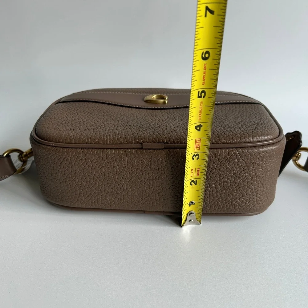 Coach Camera Bag Dark Stone Soft Pebble Leather Crossbody CC386